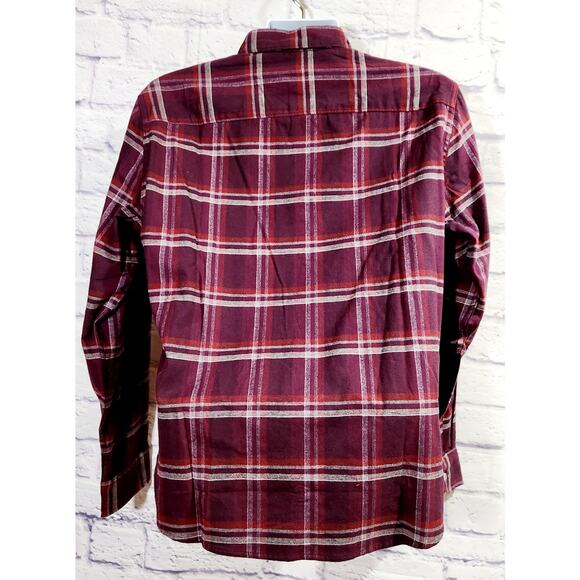 Apt 9 Burgundy Plaid Button Up Pointed Collar Shirt Medium New With Tags - Picture 3 of 6